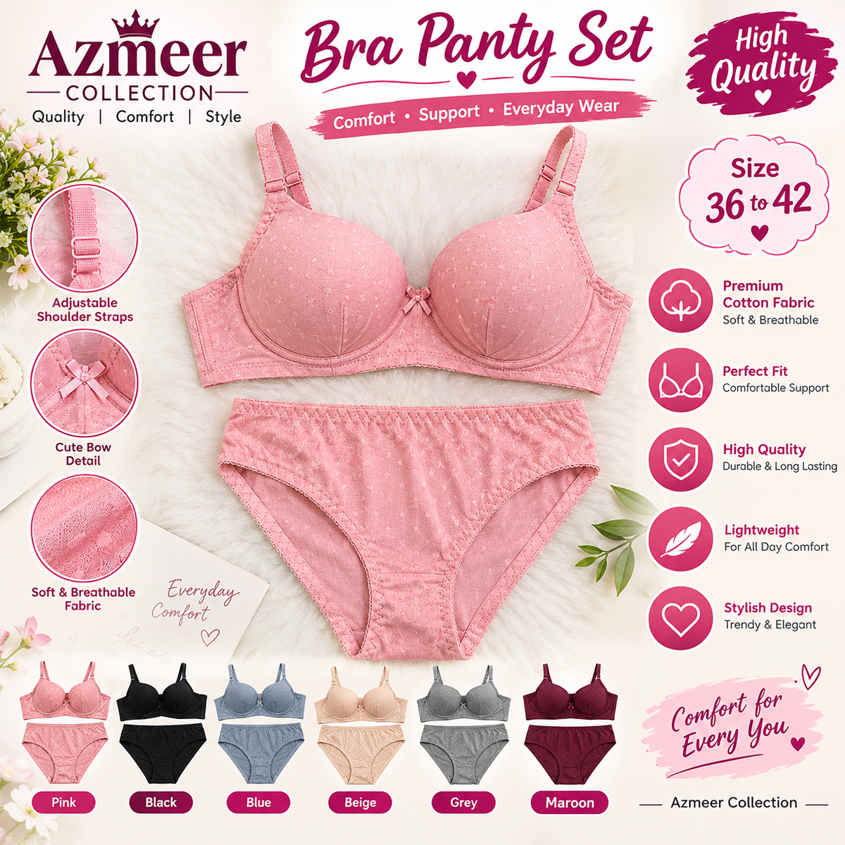Ladies Bra & Panty Set – High Quality Comfortable Innerwear