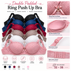 Women's Double Padded Ring Push-Up Bra – Elegant Lace Bra