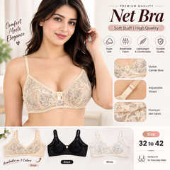 Premium Net Lace Bra for Women – Soft Fabric, Adjustable Straps