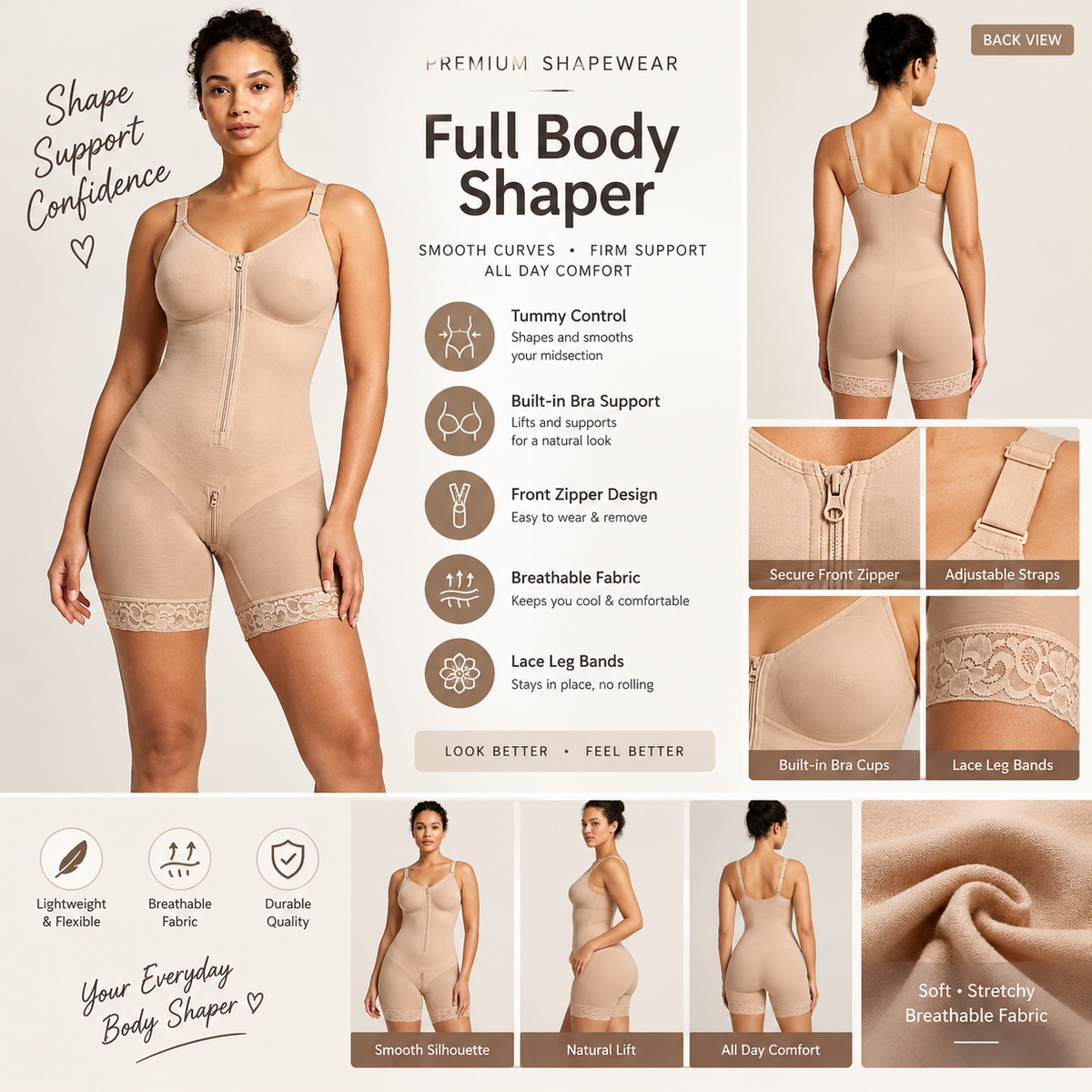Premium Thailand Imported Full Body Shaper for Women